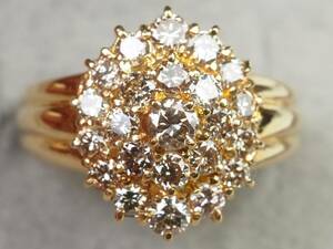 [3922A]K18 Gold good quality natural diamond 1.00ct/3.5g ring ring #14