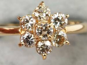 [3949P]K18 Gold natural diamond 0.52ct/2.27g ring ring #10