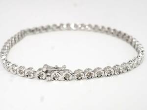 [3971P]K18WG white gold tennis breath natural diamond 1.00ct/6.6g bracele 