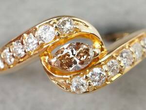[3943P]K18 Gold natural diamond 0.33ct/2.6g ring ring #9.5