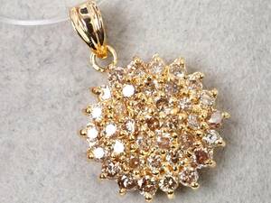 [3988M]K18 Gold natural diamond 1.00ct/2.2g pendant top 