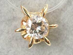 [3991A]K18 Gold natural diamond 0.34ct/0.6g pendant top 