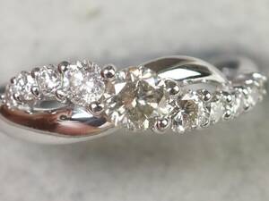 [3900E]Pt900 платина натуральный бриллиант 0.50ct/2.7g кольцо кольцо #9.5