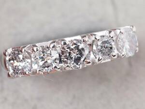 【3940P】Pt900プラチナ 天然ダイヤモンド 1.03ct/4.3g リング 一文字 指輪 #10