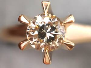 [3987M]K18 Gold natural diamond 0.67ct/4.14g ring ring #10.5