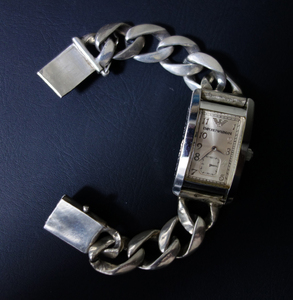 [ No-brand ] silver 925 made flat watch belt +[Emporio Armani] Emporio Armani wristwatch chrome hearts etc. .. liking . person .