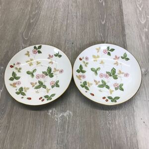 K21 WEDGWOOD ウェッジウッド WILD STRAWBERRY ワイルドストロベリー プレート 小皿 中皿 ソーサー R4406 ２点 まとめ売り