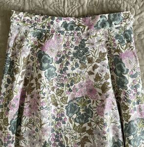  Anatelier Liberty flair skirt floral print tuck eggshell white pink light pink cotton 100% waist rubber cotton 38