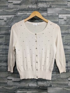 * free shipping *JILLSTUART Jill Stuart cardigan knitted cardigan ound-necked white tops lady's size FR