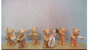陶器熊の演奏会　6種6点置物セット