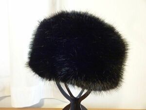 ÷ ロシア帽 ÷ レディース・ガールズ　黒色帽子　フカフカ ハット　サイズ５７・５cm　キャップ　帽子　スタイルハット