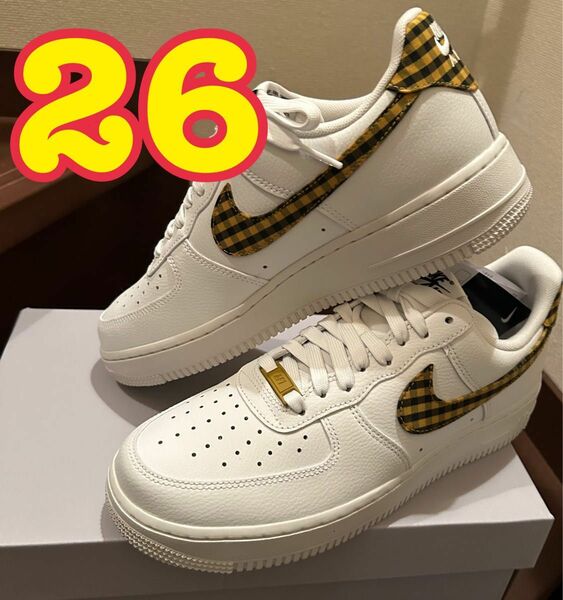 26イエローギンガムチェック　NIKE エアフォース1