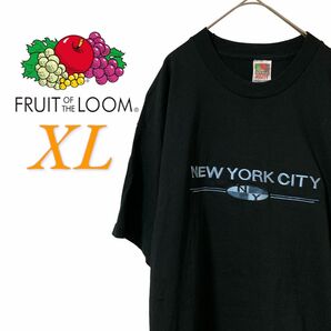 【US古着】フルーツオブザルーム ブラック XL Tシャツ 半袖 レギュラーヴィンテージ 刺繍 メンズ レディース