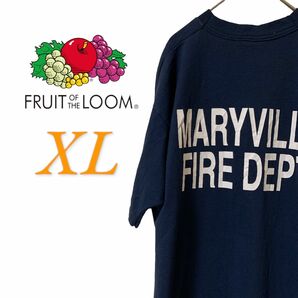 【US古着】フルーツオブザルーム ネイビー XL Tシャツ 半袖 レギュラーヴィンテージ プリント メンズ レディース