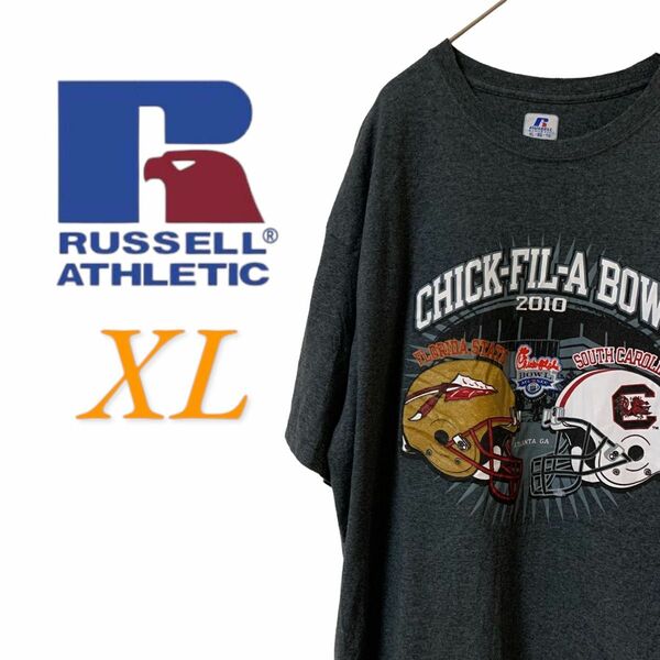 【US古着】RUSSELL ラッセル ダークグレー XL Tシャツ 半袖 レギュラーヴィンテージ プリント メンズ レディース