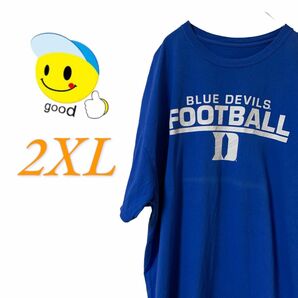 【US古着】グッドデザイン ブルー 2XL Tシャツ 半袖 レギュラーヴィンテージ プリント メンズ レディース