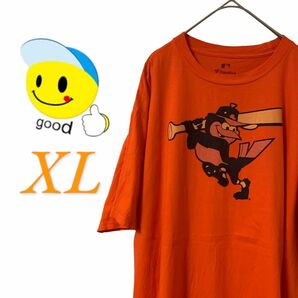 【US古着】グッドデザイン オレンジ XL 野球 Tシャツ 半袖 レギュラーヴィンテージ プリント メンズ レディース