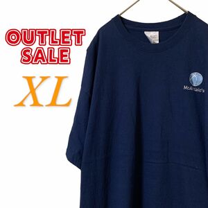 【US古着アウトレット】ネイビー XL 刺繍 ワンポイント Tシャツ 半袖 レギュラーヴィンテージ メンズ レディース