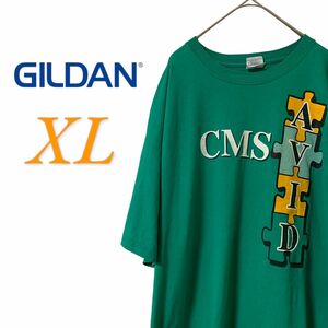 【US古着】GILDAN ギルダン グリーン XL パズル Tシャツ 半袖 レギュラーヴィンテージ プリント メンズ レディース