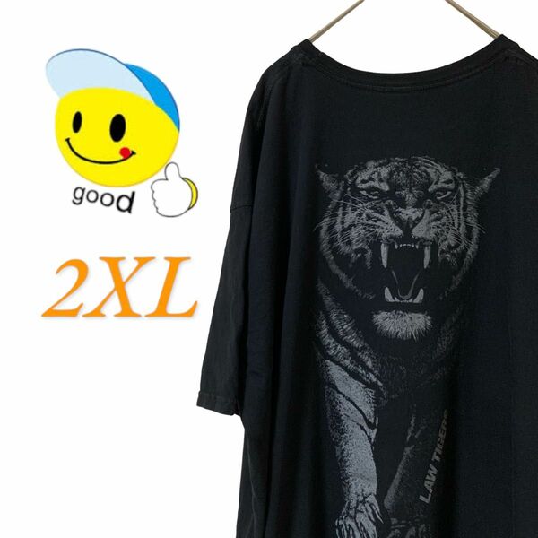【US古着】グッドデザイン ブラック 2XL バックプリント Tシャツ 半袖 レギュラーヴィンテージ プリント メンズ レディース