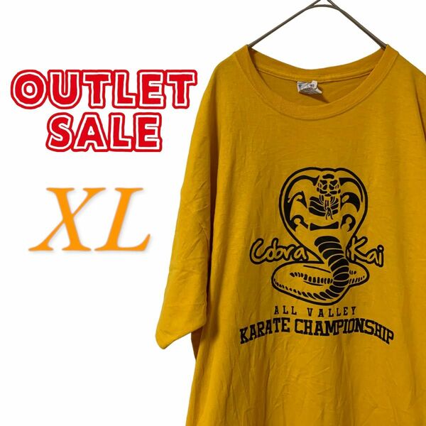 【US古着アウトレット】イエロー 黄 XL コブラ Tシャツ 半袖 レギュラーヴィンテージ プリント メンズ レディース