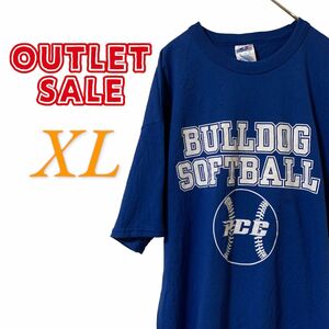 【US古着アウトレット】ブルー XL スポーツ カレッジ系 Tシャツ 半袖 レギュラーヴィンテージ プリント メンズ レディース