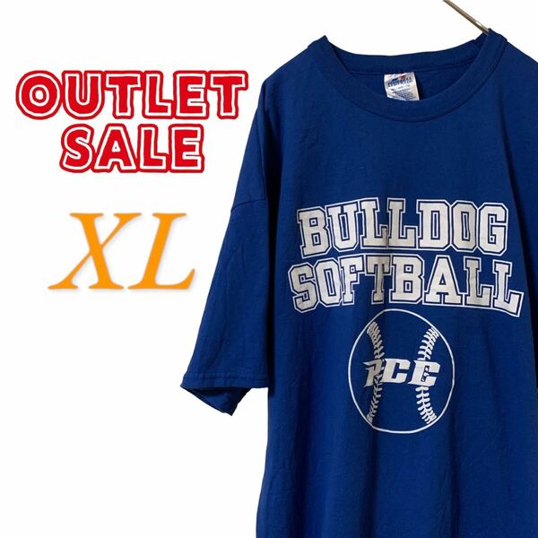 【US古着アウトレット】ブルー XL スポーツ カレッジ系 Tシャツ 半袖 レギュラーヴィンテージ プリント メンズ レディース