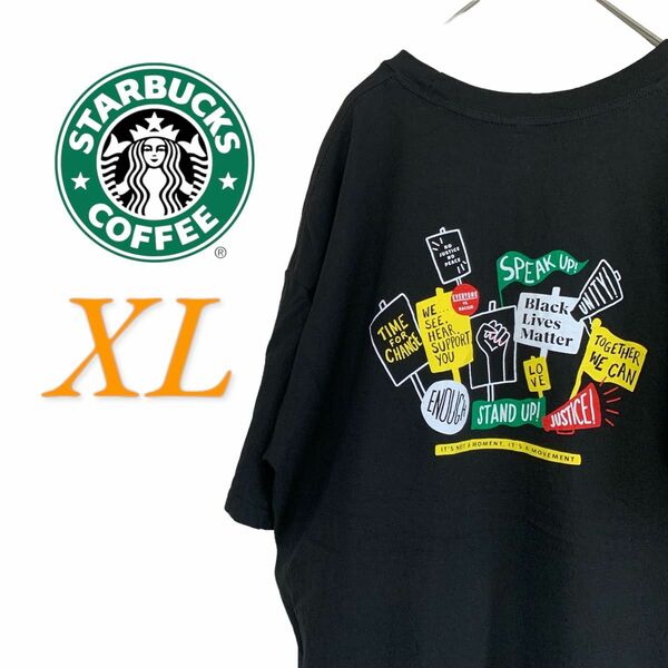 【US古着】スタバ ブラック XL バックプリント Tシャツ 半袖 レギュラーヴィンテージ プリント メンズ レディース