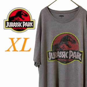 【US古着】ジュラシックパーク グレー XL ムービー 映画 Tシャツ 半袖 レギュラーヴィンテージ プリント メンズ レディース