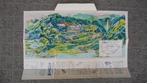 .. mountain guide blue .. temple, paper .. map, bird . map, sightseeing guide 