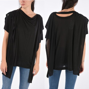 新品 ディーゼル t-kalifa アシンメトリー カットソー Tシャツ 半袖 レイヤード 黒 ブラック DIESEL XSの画像1