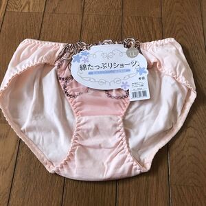 【株)パリシェ】綺麗な花柄チュールレース 入りのビキニショーツＬＬヒップ97ー ＊綿混＊ピンク色系/新品未使用紙タグ付き　自宅保管品