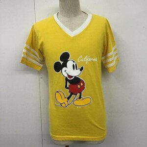 Velva Sheen M ベルバシーン Tシャツ 半袖 90年代 Vネック ミッキーマウス ディズニー T Shirt 黄 / イエロー / 10110822