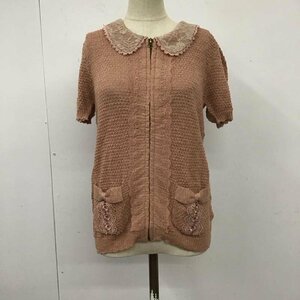 axes femme M アクシーズファム カーディガン 半袖 タグ付 レース襟ニットジップカーデ Cardigan 桃 / ピンク / 10110286