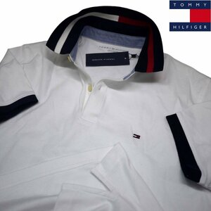  новый товар Tommy Hilfiger вышивка Logo стрейч рубашка-поло (XL) белый Golf тоже!TOMMY HILFIGER USA модель /ba166