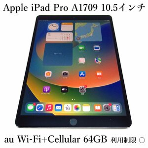 【中古良品/動作品】 Apple iPad Pro A1709 10.5インチ　au Wi-Fi + Cellular 64GB 利用制限○　シルバー アップル