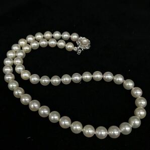 H338★真珠 パール ネックレス アクセサリー SILVER刻印あり ホワイト パールサイズ約7㎜ 箱付きの画像2