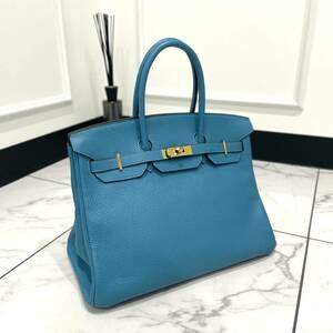 29589 HERMES エルメス バーキン35 トリヨンクレマンス ブルー