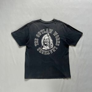 【00s the outlaw works】Tシャツ　墨黒　鬼フェード　バイカー