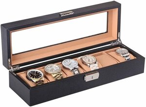 *1 jpy * with translation 6ps.@ for wristwatch storage case carbon clock case arm clock case clock wristwatch storage storage watch case black 