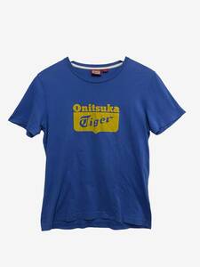 ●Onitsuka Tiger オニツカタイガー アシックス プリントTシャツ ブルー SizeS