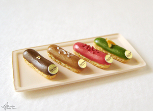 * miniature 1/12 eclair set / doll house clay confection sweets / food sample 