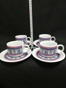 CS51117.アンティーク　昭和レトロ　レトロポップ　Noritake ノリタケ カップ ソーサー ティーカップ コーヒーカップ 花柄　4客/80