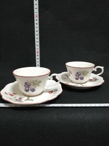 CS5123.【未使用】 Noritake ノリタケ　アイボリーチャイナ　MOUNTAIN GRAPE カップ ソーサー 紅茶 花柄 洋食器 2客セット/60