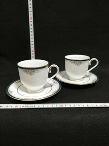 CS5142. Noritake ノリタケ LANDON ランドン カップ ソーサー 花柄 ティーカップ ペア 洋食器　2客セット/60