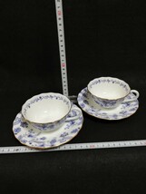 CS5146.【未使用】 Noritake ノリタケ　BLUE SORRENTINO カップ ソーサー 花柄 ティーカップ 洋食器 2客/60_画像3