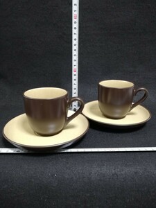 CS5152.【未使用】 Noritake ノリタケ フォークストーン カップ ソーサー コーヒーカップ ティーカップ 昭和レトロ　ブラウン　2客/60