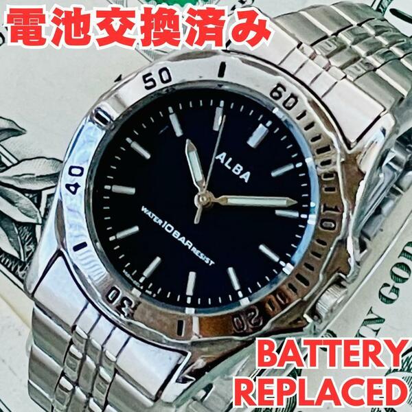 腕時計レディース電池交換済みSEIKOセイコーALBAアルバV501-0BJ0アナログ中古アンティークQZクォーツ稼働ヴィンテージU998