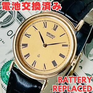 腕時計メンズ電池交換済みSEIKOセイコー2620-0230クォーツ3針アナログ中古アンティーク稼働ヴィンテージ美品A0537374