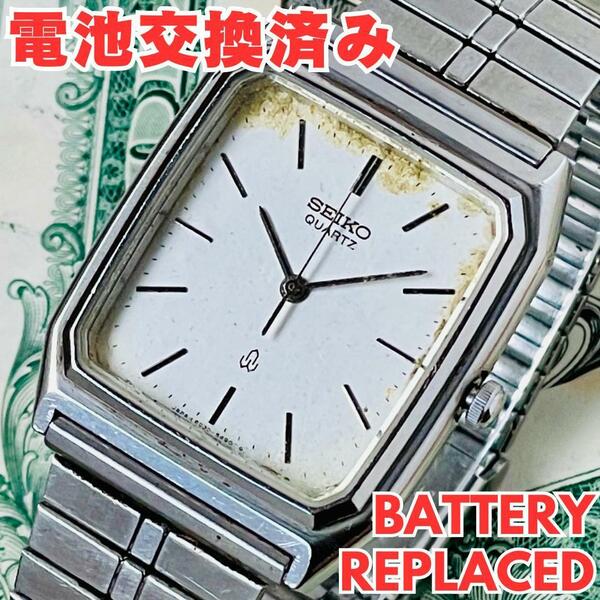 腕時計メンズ電池交換済みセイコーSEIKOアナログ6030-5430クォーツ中古アンティークQZ銀文字盤QuartzヴィンテージU1032